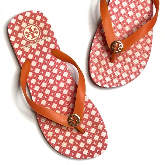 Tory Burch Shoes - Tory Burch Printed Flip-Flop Sandals Coral